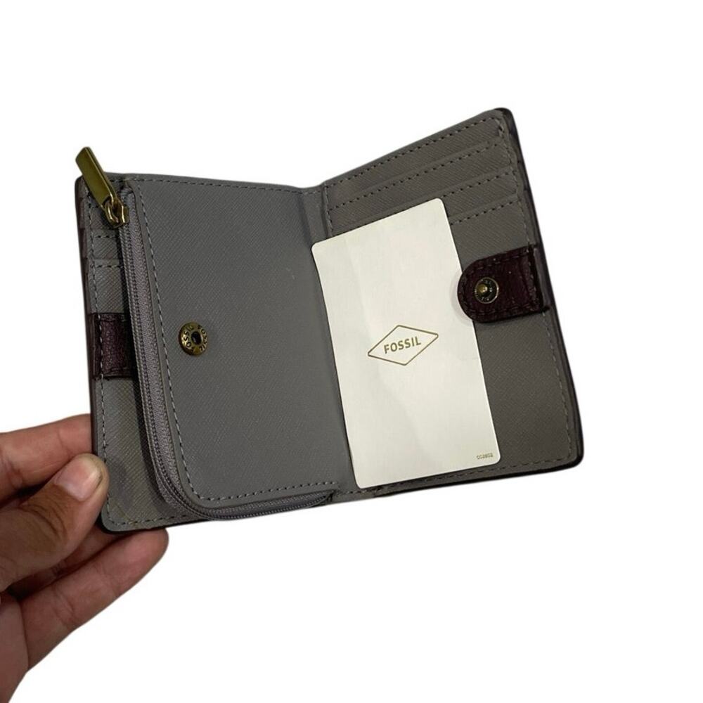Fossil Leather Bifold Mini Wallet Bohemian Southwestern Western Zip-Around Coin - Picture 4 of 5